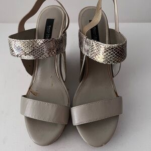 WHBM Neutral Snake Embossed Wedges